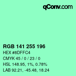 Color code: RGB 141 255 196 | qconv.com