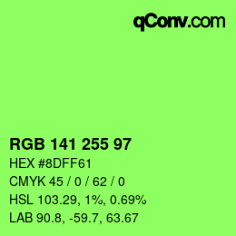 Color code: RGB 141 255 97 | qconv.com