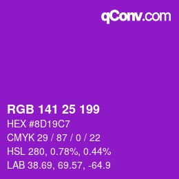 Color code: RGB 141 25 199 | qconv.com