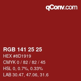 Color code: RGB 141 25 25 | qconv.com