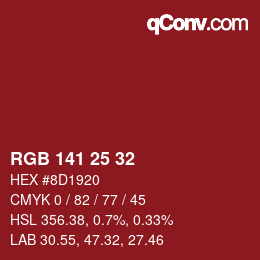 Color code: RGB 141 25 32 | qconv.com