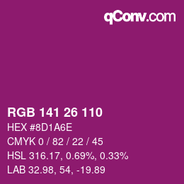 Color code: RGB 141 26 110 | qconv.com