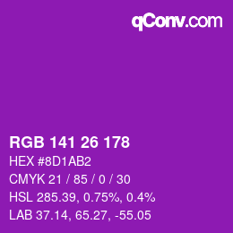 Color code: RGB 141 26 178 | qconv.com