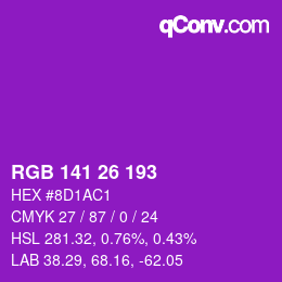 Color code: RGB 141 26 193 | qconv.com
