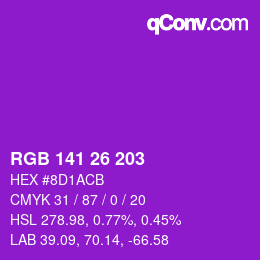 カラーコード: RGB 141 26 203 | qconv.com
