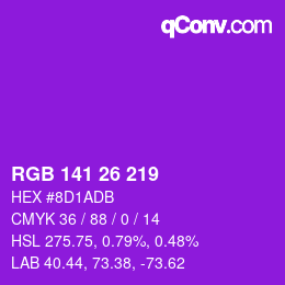Color code: RGB 141 26 219 | qconv.com