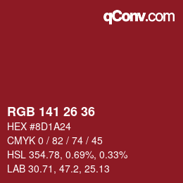 カラーコード: RGB 141 26 36 | qconv.com