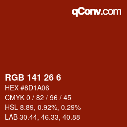 Color code: RGB 141 26 6 | qconv.com