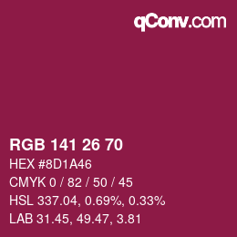 Color code: RGB 141 26 70 | qconv.com
