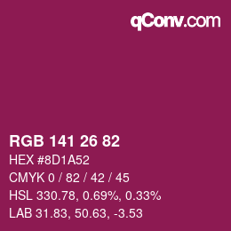 カラーコード: RGB 141 26 82 | qconv.com