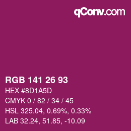 Color code: RGB 141 26 93 | qconv.com