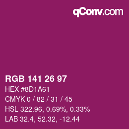 Color code: RGB 141 26 97 | qconv.com
