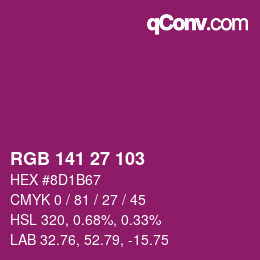 颜色代码: RGB 141 27 103 | qconv.com