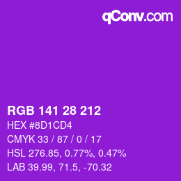 颜色代码: RGB 141 28 212 | qconv.com