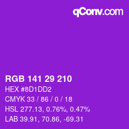 Color code: RGB 141 29 210 | qconv.com