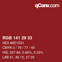 Color code: RGB 141 29 33 | qconv.com