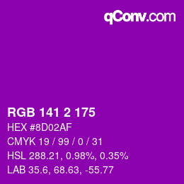 カラーコード: RGB 141 2 175 | qconv.com