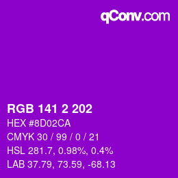 Color code: RGB 141 2 202 | qconv.com
