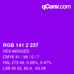 Color code: RGB 141 2 237 | qconv.com