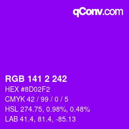 Color code: RGB 141 2 242 | qconv.com