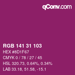 カラーコード: RGB 141 31 103 | qconv.com