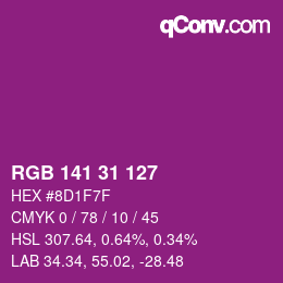 Color code: RGB 141 31 127 | qconv.com