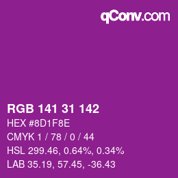 カラーコード: RGB 141 31 142 | qconv.com