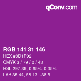 Color code: RGB 141 31 146 | qconv.com
