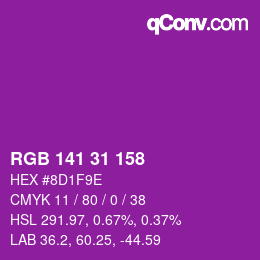 Color code: RGB 141 31 158 | qconv.com