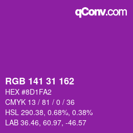 カラーコード: RGB 141 31 162 | qconv.com