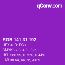 Color code: RGB 141 31 192 | qconv.com