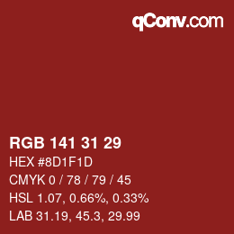 Color code: RGB 141 31 29 | qconv.com