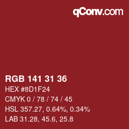 Color code: RGB 141 31 36 | qconv.com