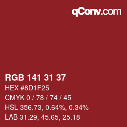 Farbcode: RGB 141 31 37 | qconv.com