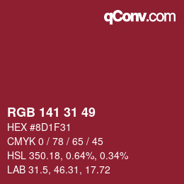 Color code: RGB 141 31 49 | qconv.com