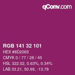 Color code: RGB 141 32 101 | qconv.com