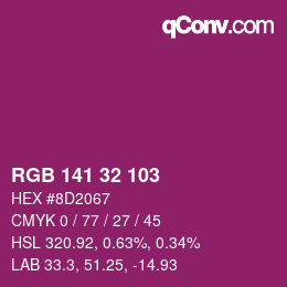 Color code: RGB 141 32 103 | qconv.com