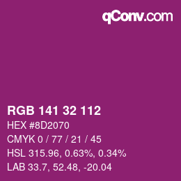 Color code: RGB 141 32 112 | qconv.com