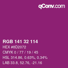 Farbcode: RGB 141 32 114 | qconv.com
