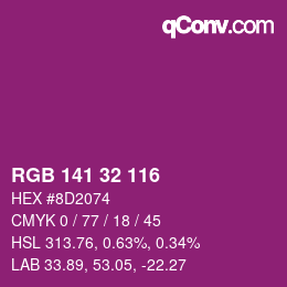 カラーコード: RGB 141 32 116 | qconv.com