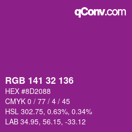 Color code: RGB 141 32 136 | qconv.com