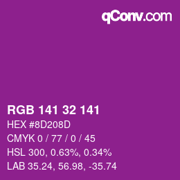Color code: RGB 141 32 141 | qconv.com