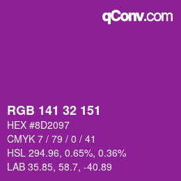 Color code: RGB 141 32 151 | qconv.com