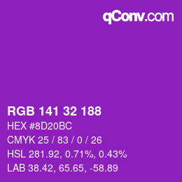 Color code: RGB 141 32 188 | qconv.com