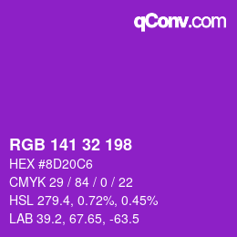 Color code: RGB 141 32 198 | qconv.com