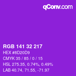 Color code: RGB 141 32 217 | qconv.com