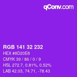 Color code: RGB 141 32 232 | qconv.com