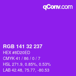 カラーコード: RGB 141 32 237 | qconv.com