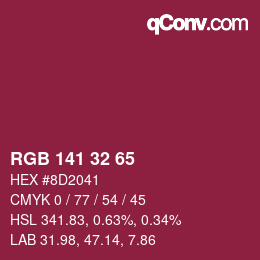 Color code: RGB 141 32 65 | qconv.com