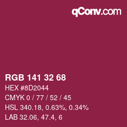Color code: RGB 141 32 68 | qconv.com